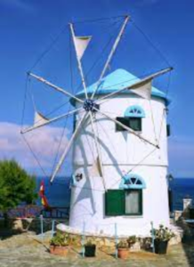 windmühle auf santorin als vorlage für die enzianmühle von foe